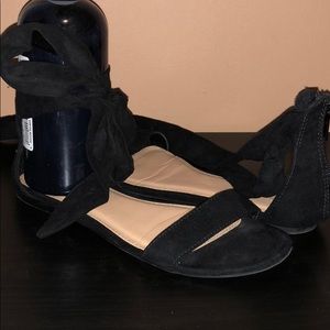 Black ankle tie sandals
